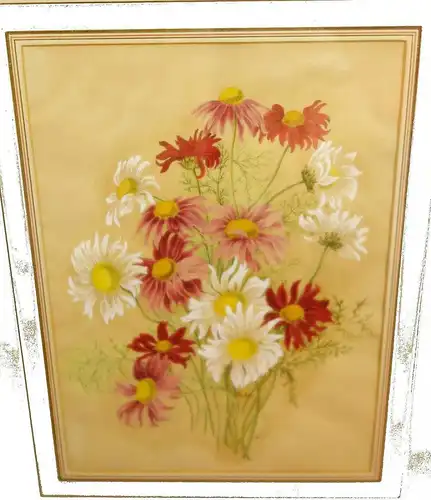 Aquarell,Wasserfarben,Blumenstrauß,Margeriten,ca.1930,Passepartout,verglast