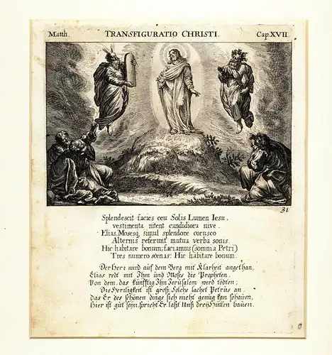 Kupferstich,Transfiguration(Verklärung) Christi am Berg Tabor,17.Jhdt