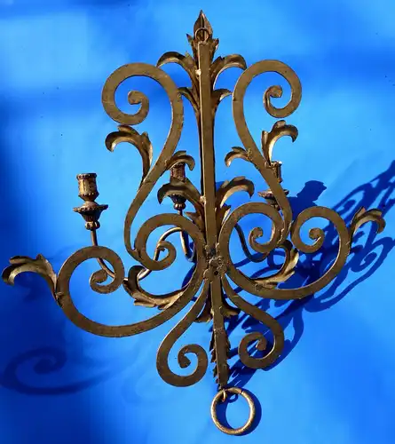 Wandleuchter f.Kerzen,Schmiedeeisen,vergoldet,bronziert,ca.1920