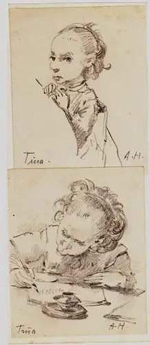 Bleistiftzeichnung,Skizze,Studie,August Holmberg,"Tina",Drei versch. Zeichnungen