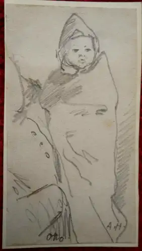 Bleistiftzeichnung,Skizze,August Holmberg,"das Baby Otto"