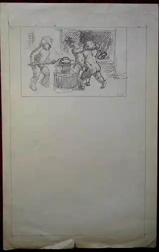 Bleistiftzeichnung,Skizze,Allegorie,August Holmberg,"Herzschmiede"