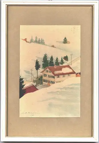 Aquarell,Ortschaft i.Allgäu,1914,sign.Prestel,feine Qualität