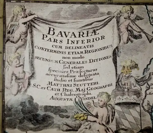 Landkarte,Bavaria,Pars Inferior,Matthäus Seutter,um1700,koloriert