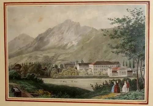 Grafik,koloriert,Kloster am Bodensee,gerahmt,um 1830