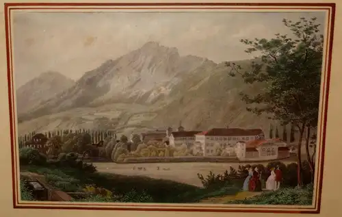 Grafik,koloriert,Kloster am Bodensee,gerahmt,um 1830