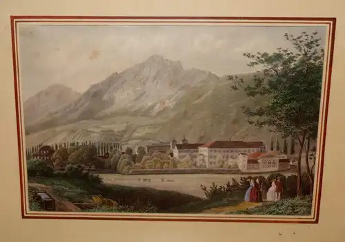 Grafik,koloriert,Kloster am Bodensee,gerahmt,um 1830