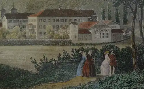 Grafik,koloriert,Kloster am Bodensee,gerahmt,um 1830