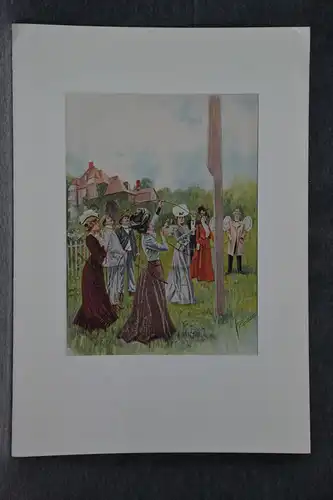 Druck, Damen beim Bogenschiessen, etwa 1880