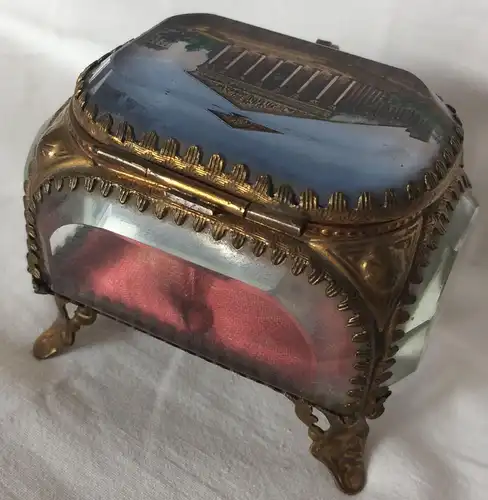 Kleines Souvenir-Schmuckkästchen Glas und Messing Motiv Paris - La Madelaine