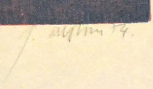Farb-Lithografie, schwimmende Eisberge,sign u. datiert "74"