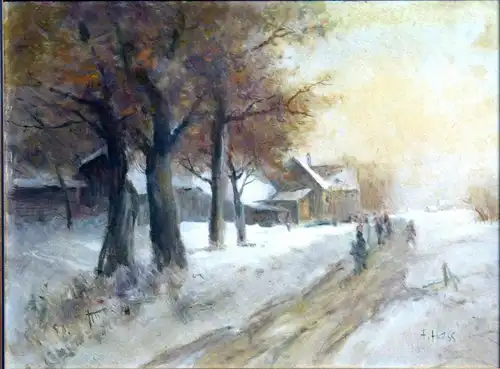 Ölbild, Fritz Hass, Winterlandschaft, wohl 1941