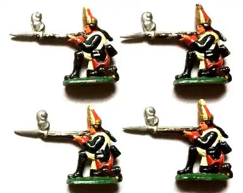 Zehn Metallsoldaten, Preußische Gardesoldaten in Uniform des 18. Jahrhunderts
