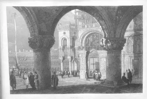 Stahlstich,1837, Ansicht von Venedig - Markusplatz - Piazzetta San Marco (Italy)