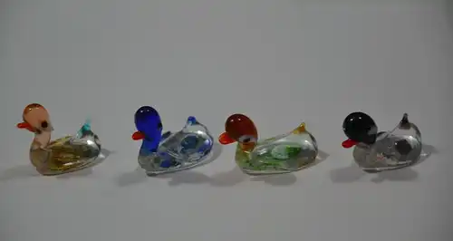 4 Enten aus Glas, mundgeblasen