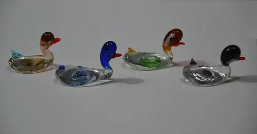 4 Enten aus Glas, mundgeblasen