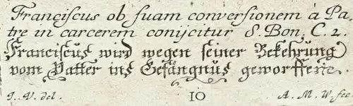 Kupferstich Franz von Assisi – wohl Magdalena Utzschneider Ende 17. Jahrhundert