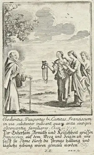 Kupferstich Franz von Assisi – wohl Magdalena Utzschneider Ende 17. Jahrhundert