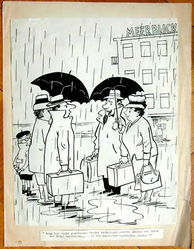 Original-Tuschezeichnung – Cartoon von Alexander Knuth, 1950er Jahre