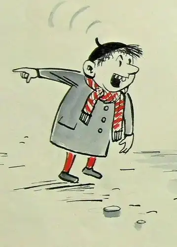 Original-Tuschezeichnung – Cartoon von Alexander Knuth, 1950er Jahre