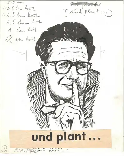 HANS-JOCHEN VOGEL - Original-Tusche-Zeichnung von Karl Sally Bauer-Oltsch