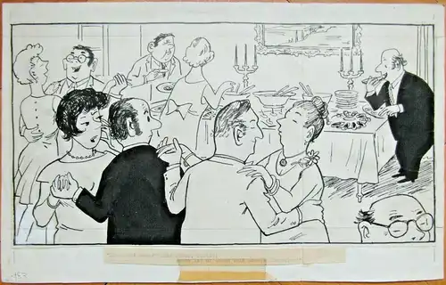 Original-Tuschezeichnung – Cartoon von Alexander Knuth, 1950er Jahre