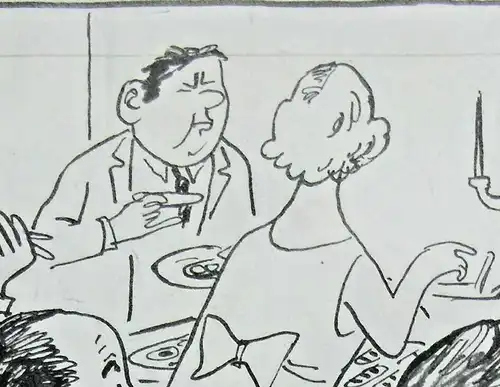 Original-Tuschezeichnung – Cartoon von Alexander Knuth, 1950er Jahre