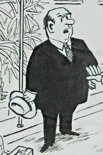 Original-Tuschezeichnung – Cartoon von Alexander Knuth, 1950er Jahre