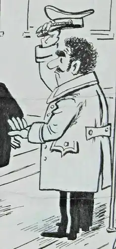 Original-Tuschezeichnung – Cartoon von Alexander Knuth, 1950er Jahre