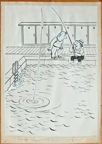 Original-Tuschezeichnung – Cartoon von Alexander Knuth, 1950er Jahre