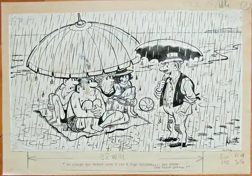 Original-Tuschezeichnung – Cartoon von Alexander Knuth, 1950er Jahre