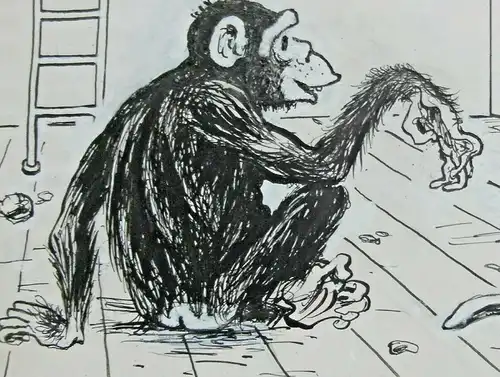 Original-Tuschezeichnung – Cartoon von Alexander Knuth, 1950er Jahre