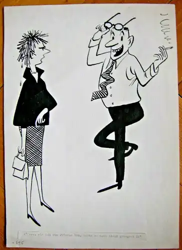 Original-Tuschezeichnung – Cartoon von Alexander Knuth, 1950er Jahre