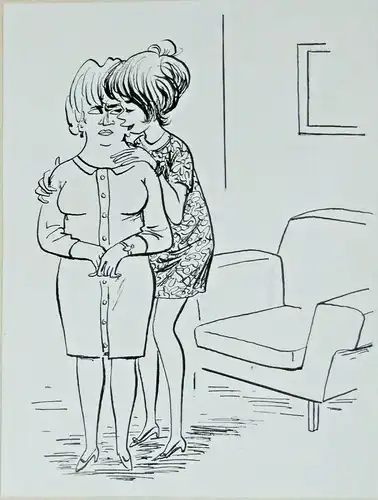 Original-Tuschezeichnung – Cartoon von Alexander Knuth, 1950er Jahre