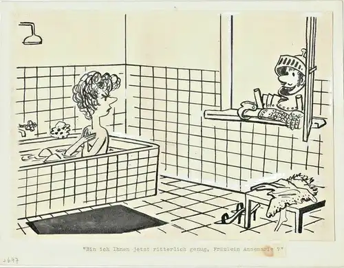 Original-Tuschezeichnung – Cartoon von Alexander Knuth, 1950er Jahre