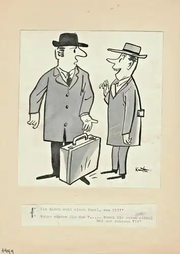 Original-Tuschezeichnung – Cartoon von Alexander Knuth, 1950er Jahre