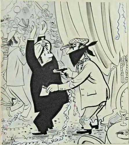 Original-Tuschezeichnung – Cartoon von Alexander Knuth, Thema: Fasching,Karneval