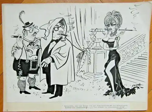 Original-Tuschezeichnung – Cartoon von Alexander Knuth, Thema: Fasching,Karneval