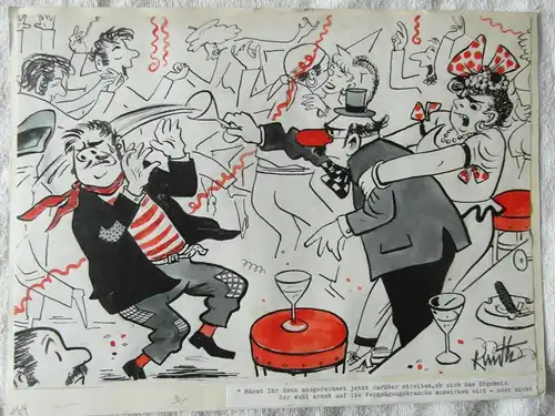 Original-Tuschezeichnung – Cartoon von Alexander Knuth, Thema: Fasching,Karneval