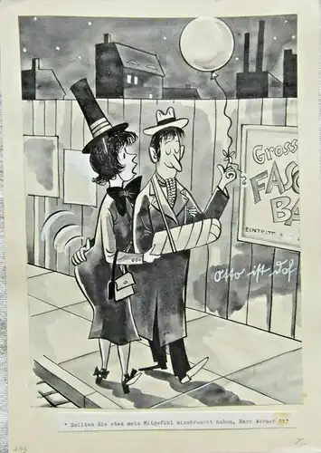 Original-Tuschezeichnung – Cartoon von Alexander Knuth, Thema: Fasching,Karneval
