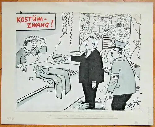 Original-Tuschezeichnung – Cartoon von Alexander Knuth, Thema: Fasching,Karneval