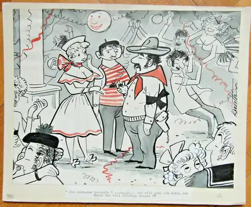 Original-Tuschezeichnung – Cartoon von Alexander Knuth, Thema: Fasching,Karneval