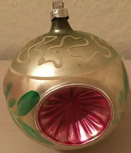 Baumschmuck,Weihnachten, Kugel, mehrfarbig, bemalt,Glas,ca.1960,zum Aufhängen