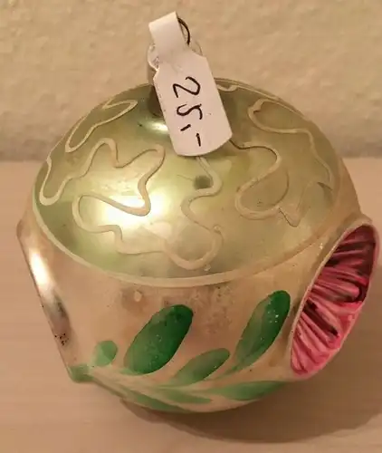 Baumschmuck,Weihnachten, Kugel, mehrfarbig, bemalt,Glas,ca.1960,zum Aufhängen