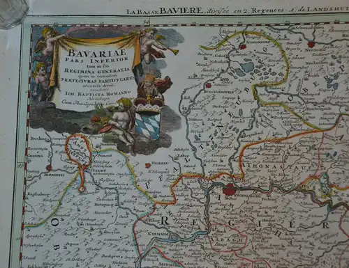 Landkarte,Kupferstich,Niederbayern,Landshut,Straubing B. Homann,etwa 1700
