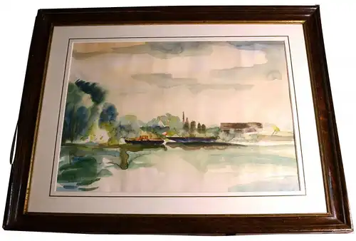 Aquarell,Landschaft,sign. Halsdorfer 75, unter Passepartout,gerahmt