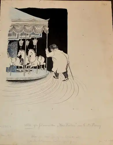 Tuschfederzeichnung,um1900,veröff.Fliegende Blätter,Oberländer Alben,Das Drehen