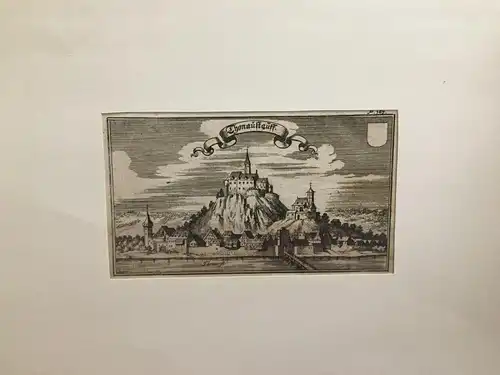 Kupferstich, Donaustauf mit Blick auf dem Schloss, von Ertl