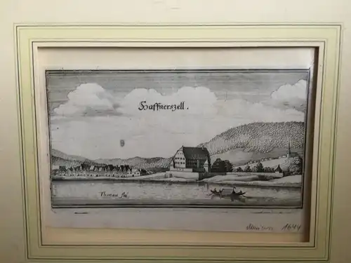 Kupferstich,Donau bei Obernzell, von Merian ca. 1644