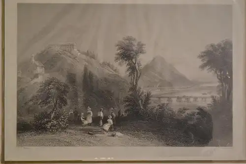 Stahlstich, Walhalla, Donaustauf, Bartlett, 1837